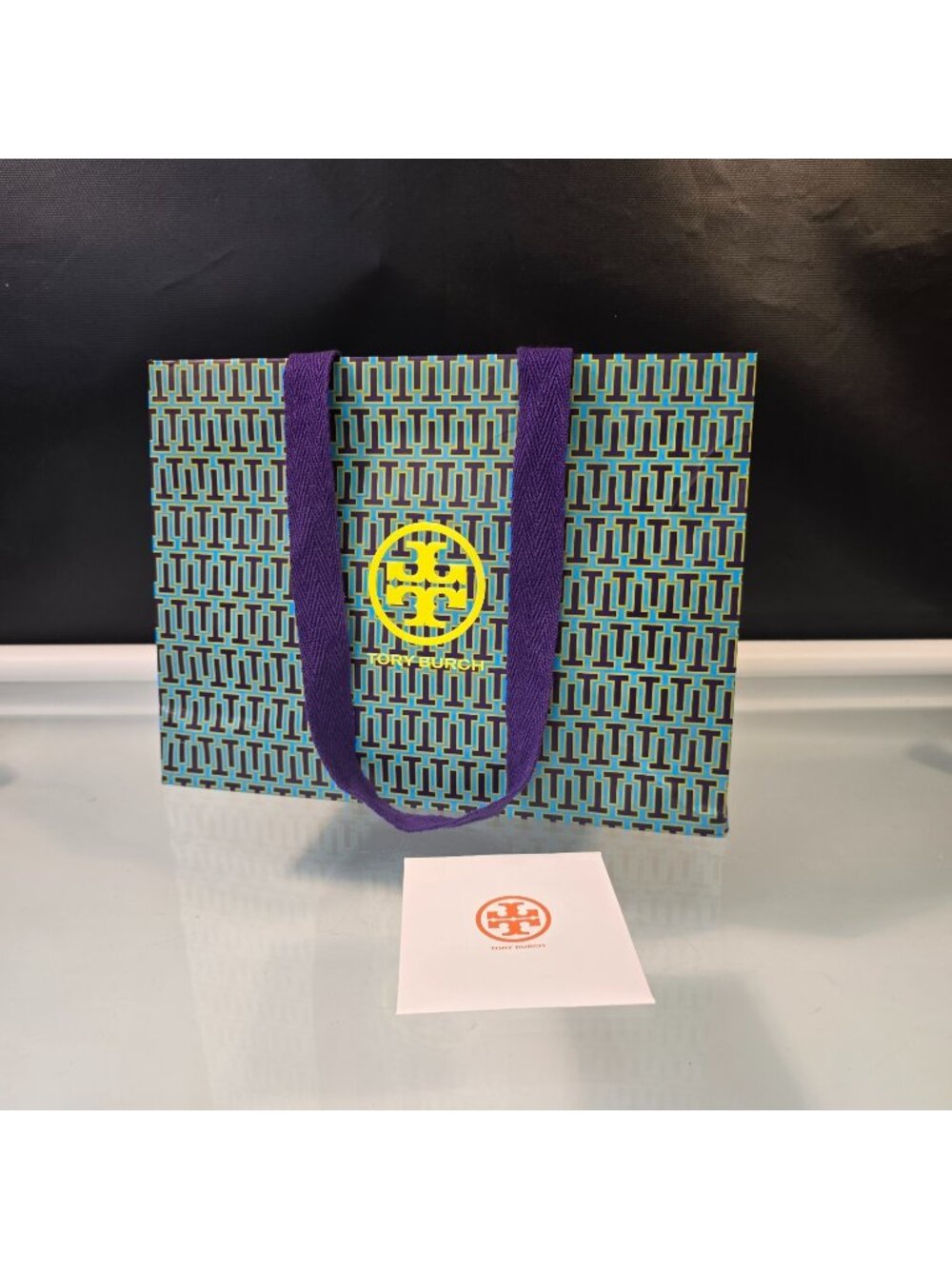 TORY BURCH Authentic Paper Bag Gift Shopping Tote Bag 9x12x5 Purple Blue